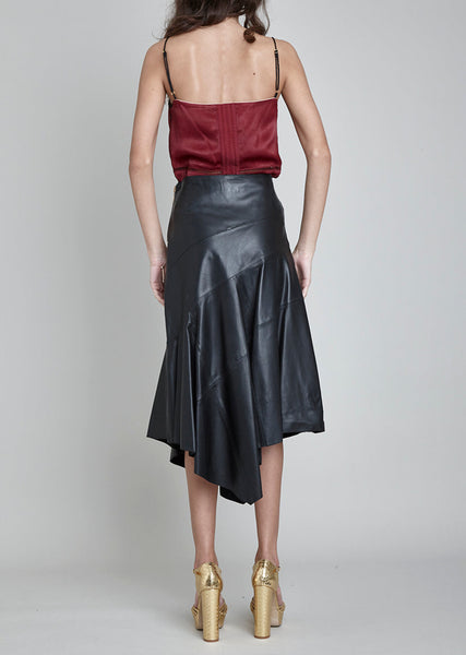 ANGEL BY-PRODUCT LEATHER ASYMMETRIC MIDI SKIRT