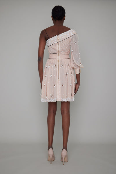 BLOOMSBURY HAND BEADED ASYMMETRIC DRESS
