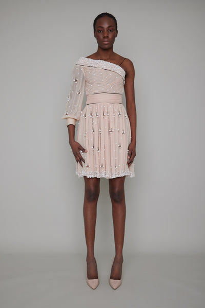 BLOOMSBURY HAND BEADED ASYMMETRIC DRESS