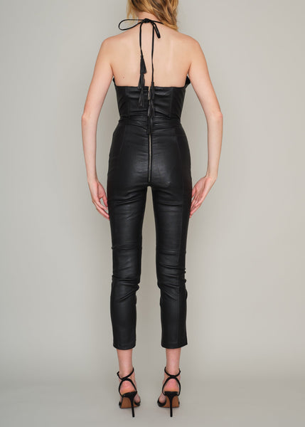 CHARRING BY-PRODUCT STRETCH LEATHER JUMPSUIT