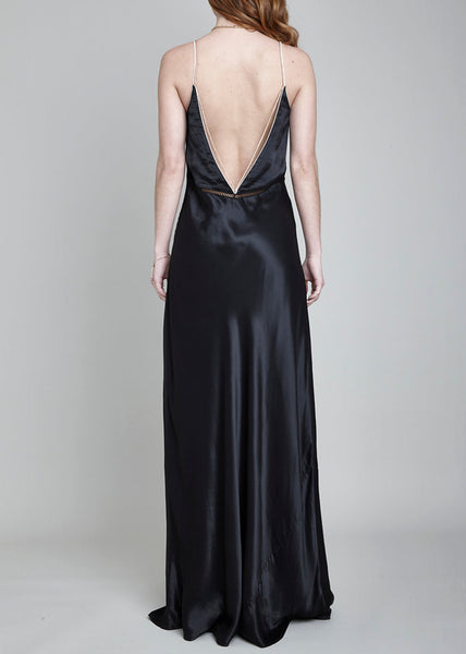 CLERKENWELL CONTRAST PIPED BACKLESS MAXI DRESS