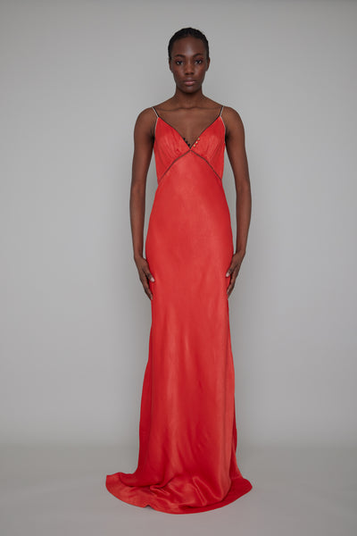 CLERKENWELL CONTRAST PIPED BACKLESS MAXI DRESS