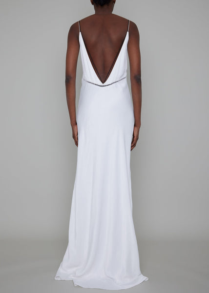 CLERKENWELL CONTRAST PIPED BACKLESS MAXI DRESS
