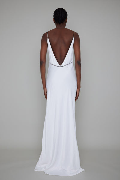CLERKENWELL CONTRAST PIPED BACKLESS MAXI DRESS