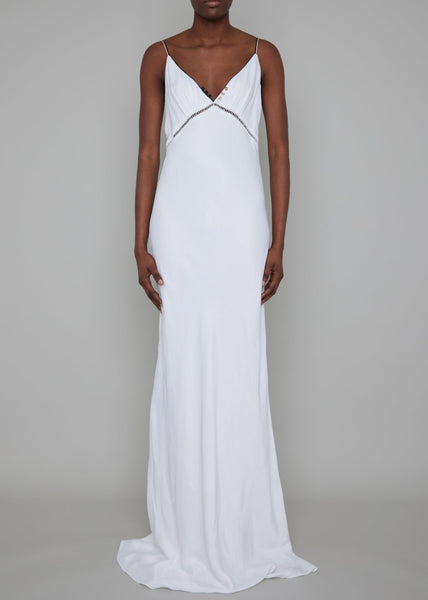 CLERKENWELL CONTRAST PIPED BACKLESS MAXI DRESS