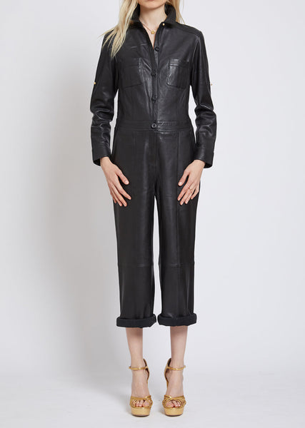 ISLINGTON BY-PRODUCT LEATHER CROPPED JUMPSUIT