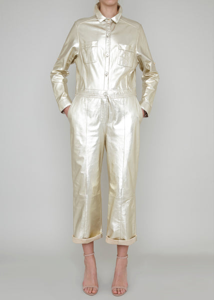 ISLINGTON LEATHER CROPPED JUMPSUIT