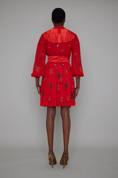 MAIDA HAND BEADED SLEEVED DRESS