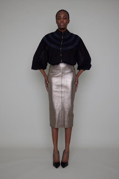 PARHAM BY-PRODUCT LEATHER PENCIL SKIRT