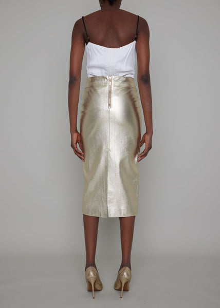 PARHAM BY-PRODUCT LEATHER PENCIL SKIRT