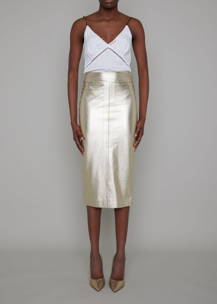 PARHAM BY-PRODUCT LEATHER PENCIL SKIRT