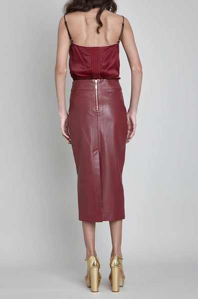 PARHAM BY-PRODUCT LEATHER PENCIL SKIRT