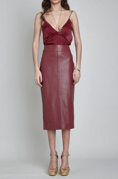 PARHAM BY-PRODUCT LEATHER PENCIL SKIRT
