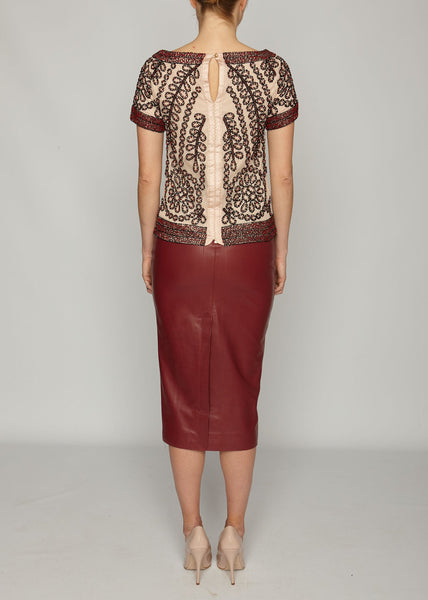 PARHAM BY-PRODUCT LEATHER PENCIL SKIRT