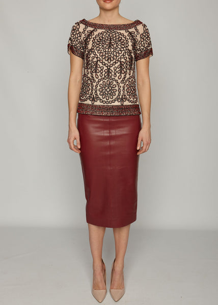 PARHAM BY-PRODUCT LEATHER PENCIL SKIRT