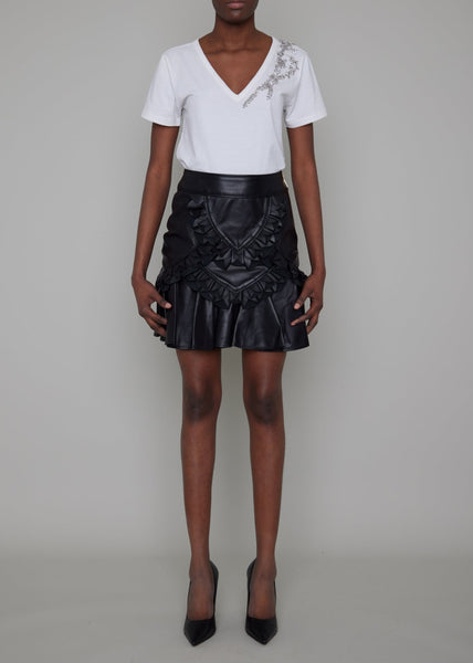 PETERSHAM BY-PRODUCT LEATHER PETAL DETAIL MINI SKIRT