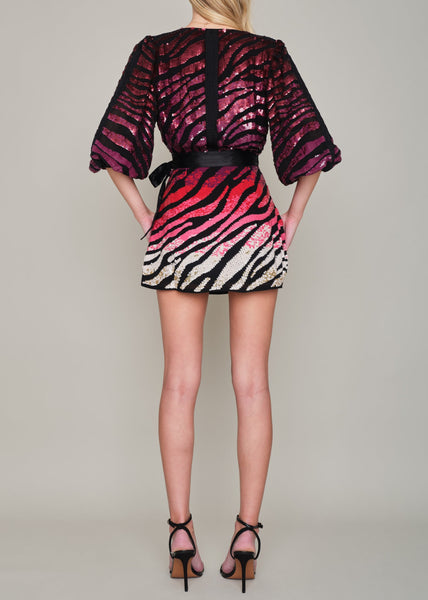 REGENTS HAND SEQUINNED WRAP MINI DRESS