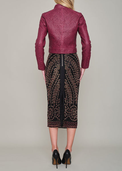 CHELSEA HAND BEADED PENCIL SKIRT