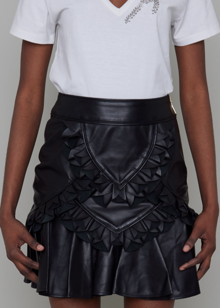 PETERSHAM BY-PRODUCT LEATHER PETAL DETAIL MINI SKIRT