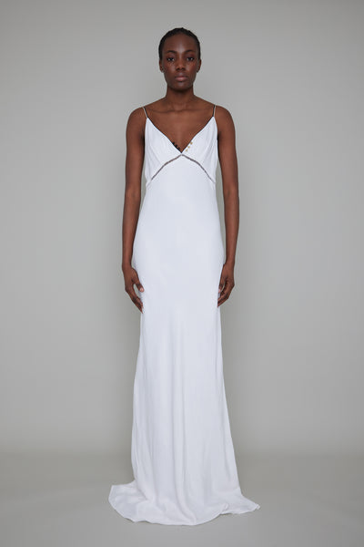 CLERKENWELL CONTRAST PIPED BACKLESS MAXI DRESS