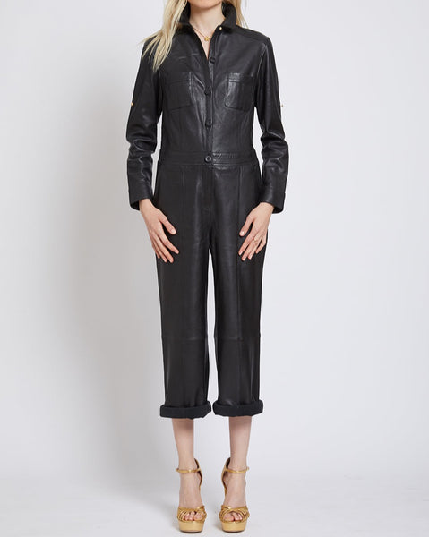 ISLINGTON BY-PRODUCT LEATHER CROPPED JUMPSUIT