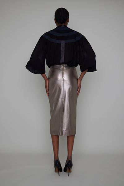 PARHAM BY-PRODUCT LEATHER PENCIL SKIRT
