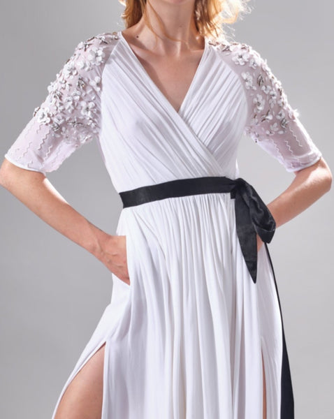 SYON HAND BEADED GEORGETTE WRAP GOWN