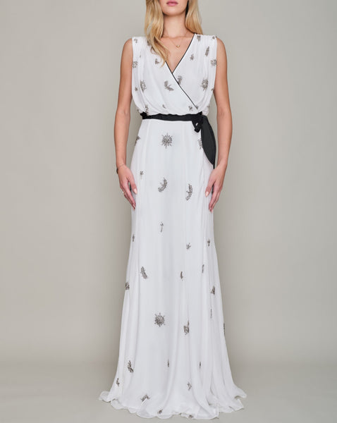 KINGSTON HAND BEADED WRAP GOWN