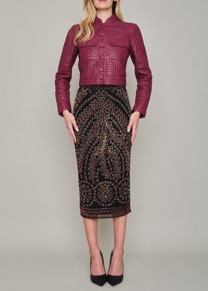 CHELSEA HAND BEADED PENCIL SKIRT
