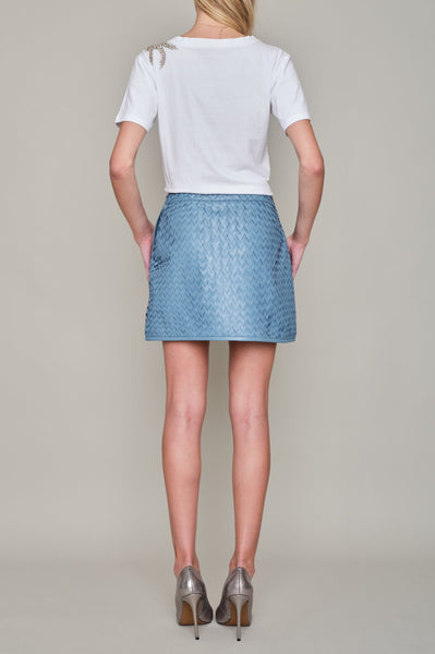 BROMPTON BY-PRODUCT LEATHER HAND INTERWOVEN MINI SKIRT