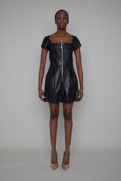 RICHMOND BY-PRODUCT LEATHER ZIP DRESS