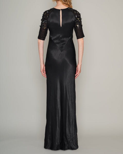 SYON HAND BEADED SATIN GOWN