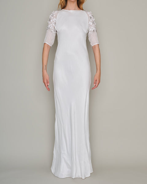 SYON HAND BEADED SATIN GOWN