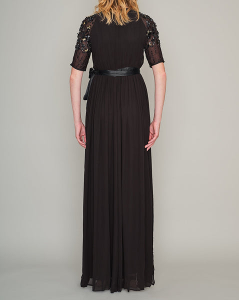 SYON HAND BEADED GEORGETTE WRAP GOWN