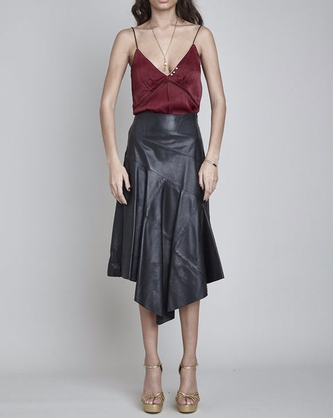 ANGEL BY-PRODUCT LEATHER ASYMMETRIC MIDI SKIRT