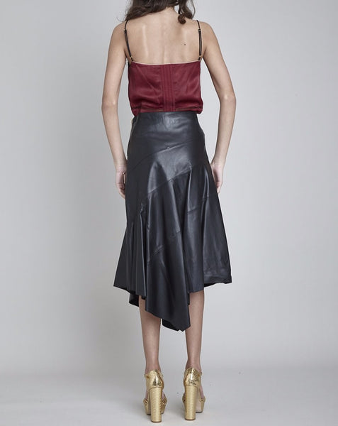 ANGEL BY-PRODUCT LEATHER ASYMMETRIC MIDI SKIRT